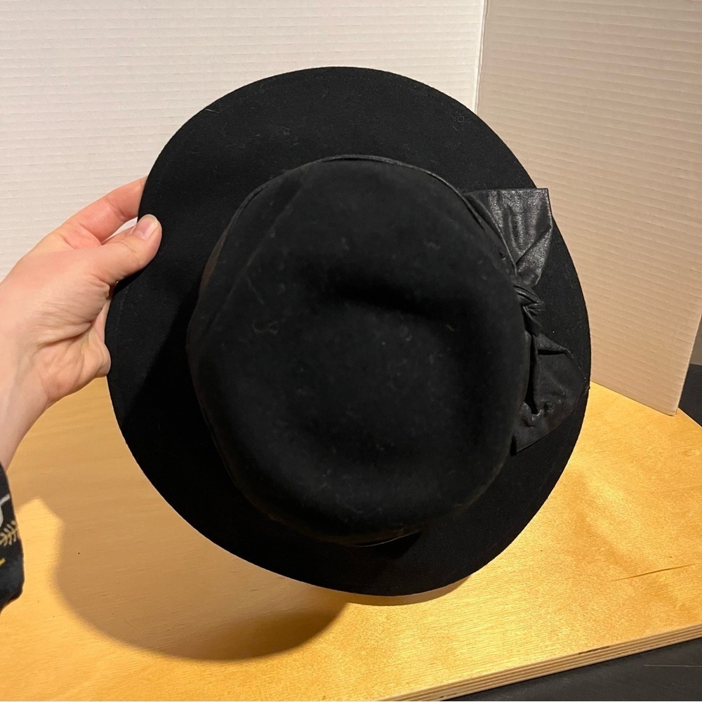 Sonni San Francisco Vintage Bow Hat Women’s black Wool Derby - Picture 6 of 10